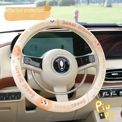 Araba direksiyon kılıfı sevimli yeni model dört mevsim genel kullanım konforlu kaymaz ter emici yaz çizgi film araç direksiyon kılıfı