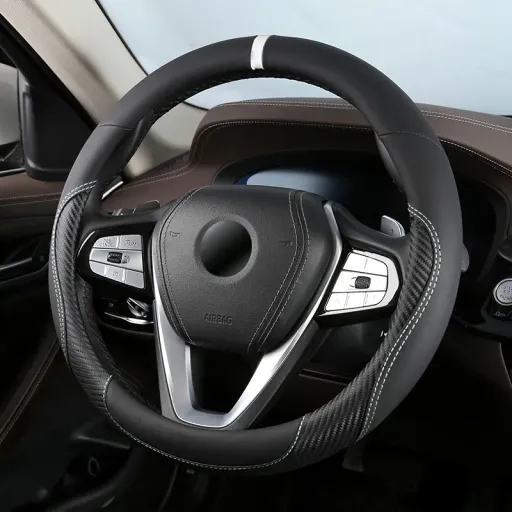 Carbon Fiber Texture All-Season Steering Wheel Cover | Anti-Slip Wear-Resistant Car Interior Upgrade Accessory
