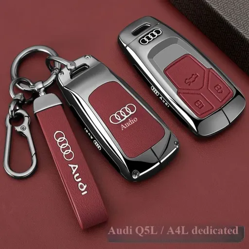Étui de protection de clé en métal et cuir de luxe pour toute la gamme Audi — Protection de qualité militaire, toucher noble