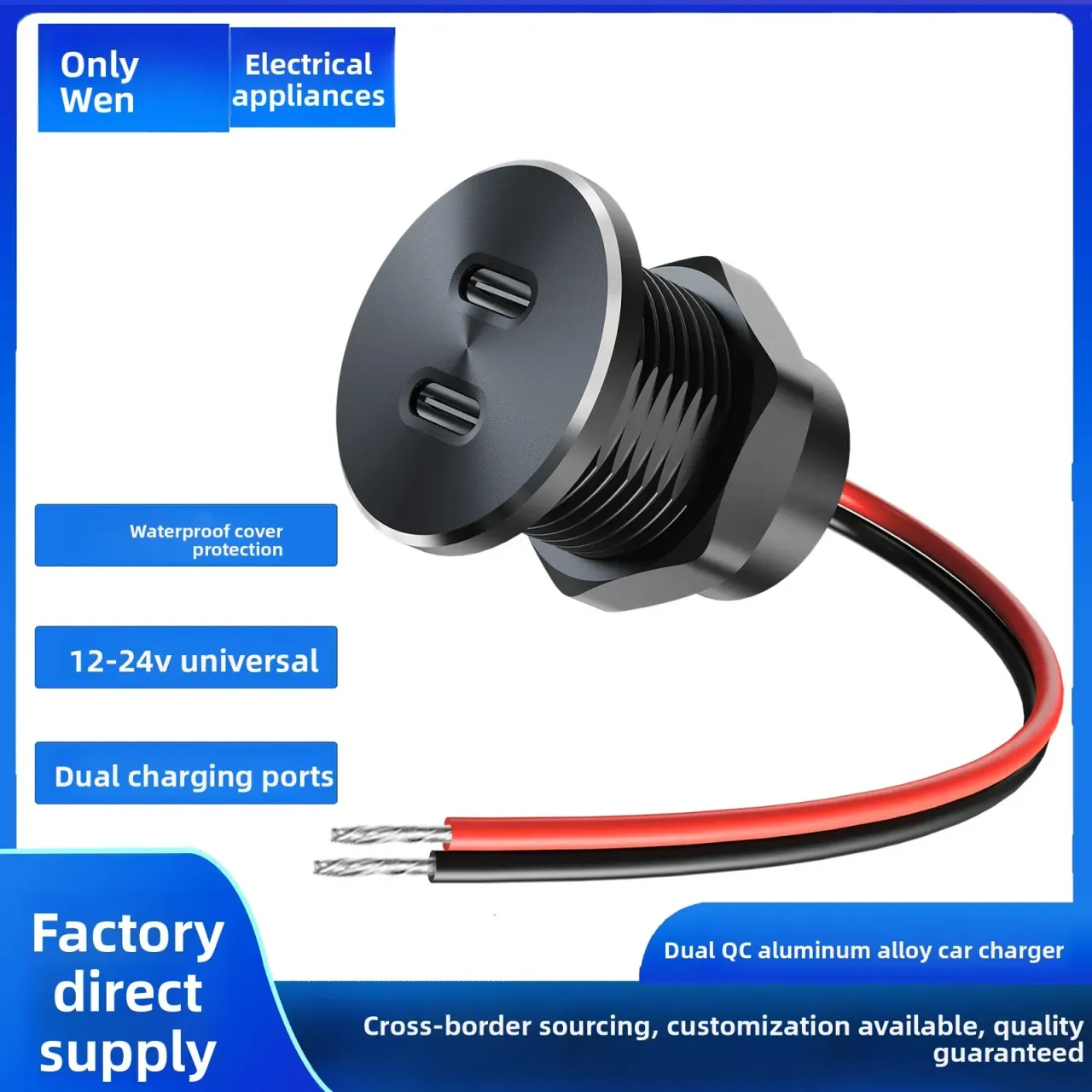 30W Dual Port QC3.0 Schnellladegerät für Auto Aluminiumlegierung USB Typ C Adapter